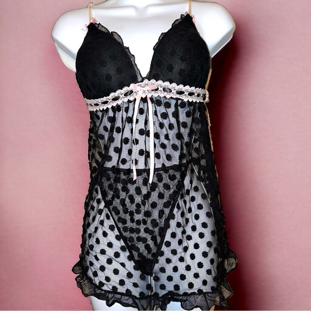 Linea donatella 2 piece sexy black lingerie set! Nwt!